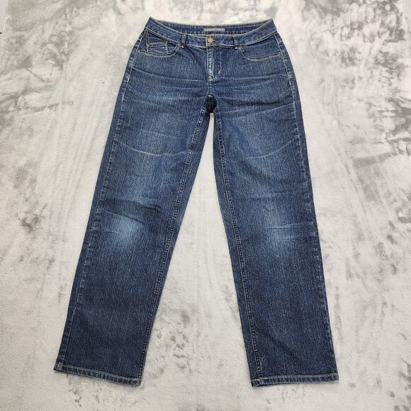 Vintage 90s Liz Claiborne Jeans Womens 6 Blue Dark Wash Mid Rise Straight Leg - Picture 1 of 15